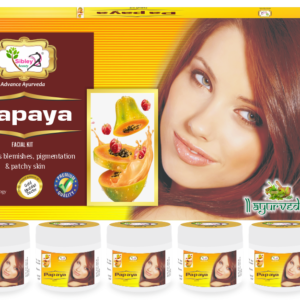 Papaya Fruit Facial Kit ( 155 gm + 10 ml Serum ) Pack of 6 - Facial kit for blemishes & pigmentation Skin brightening Skin Whitening Facial Kit for Men Women Boys Girls Oily Normal Dry Combination Skin.