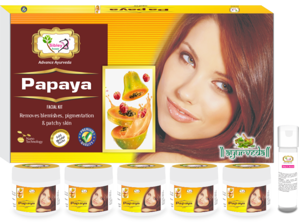 Papaya Fruit Facial Kit ( 155 gm + 10 ml Serum ) Pack of 6 - Facial kit for blemishes & pigmentation Skin brightening Skin Whitening Facial Kit for Men Women Boys Girls Oily Normal Dry Combination Skin.